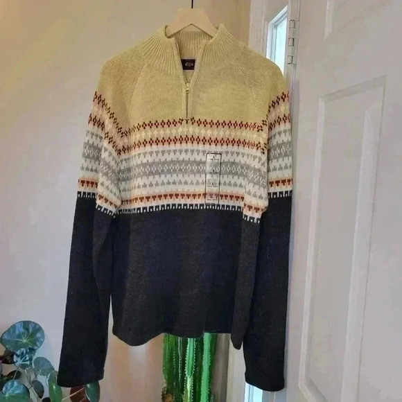 NWOT Route 66‎ Original Collection Wool Henley Zip Up Sweater, Size L - Picture 1 of 7